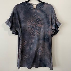 Cotton Emporium Tie Dye Galaxy Ruffle Sleeve Tee